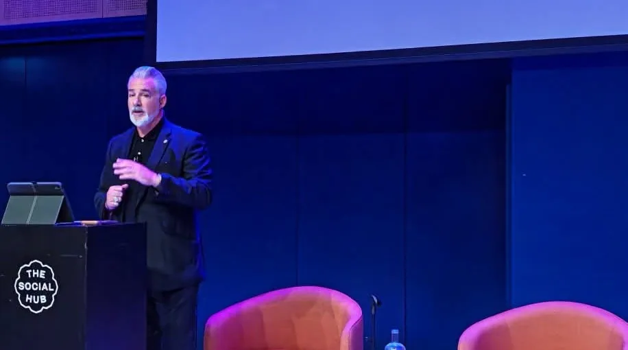Tony Haresign speaking on stage